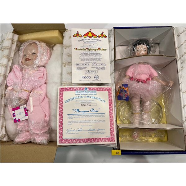 Ashton Drake Galleries Three Handcrafted Porcelain Dolls "Meagan Rose" and "Katie" NEW in Box