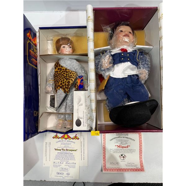 Ashton Drake Galleries Pair of Handcrafted Porcelain Dolls "Johnny" & Miguel" New in Box