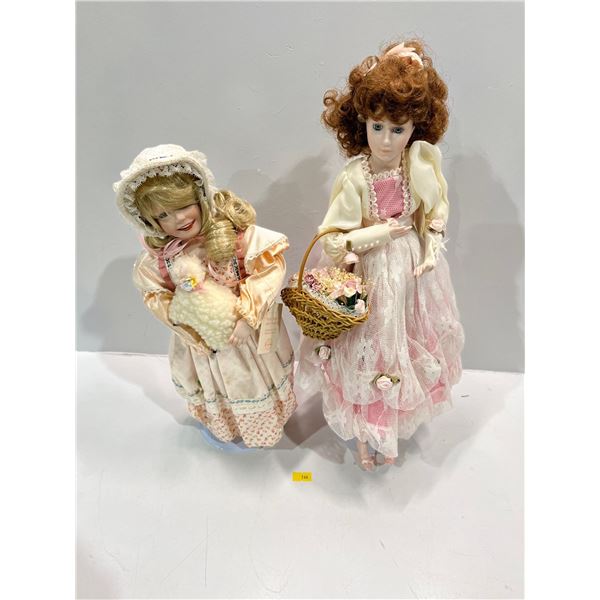 Porcelain Dolls "Rose Who is Love" 16H and "Mary Had A Little Lamb" 13H Certificates of Authenticity