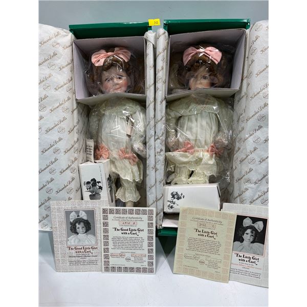 Ashton Drake Galleries Pair of Porcelain Dolls "Little Girl with A Curl" & " Good LGwaC" New in Box