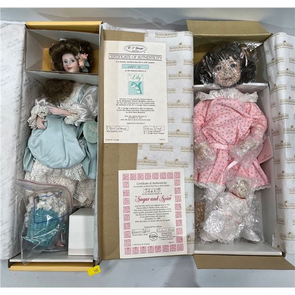 Ashton Drake Galleries  Porcelain Doll "Lily" & "Sugar & Spice" NEW in Box