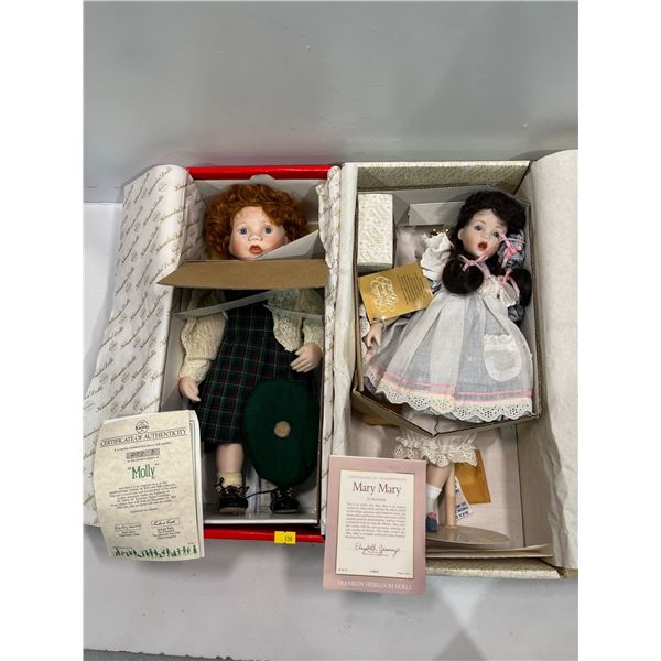 Pair of Porcelain Dolls 16H "Molly" and "Mary Mary"  New in Box