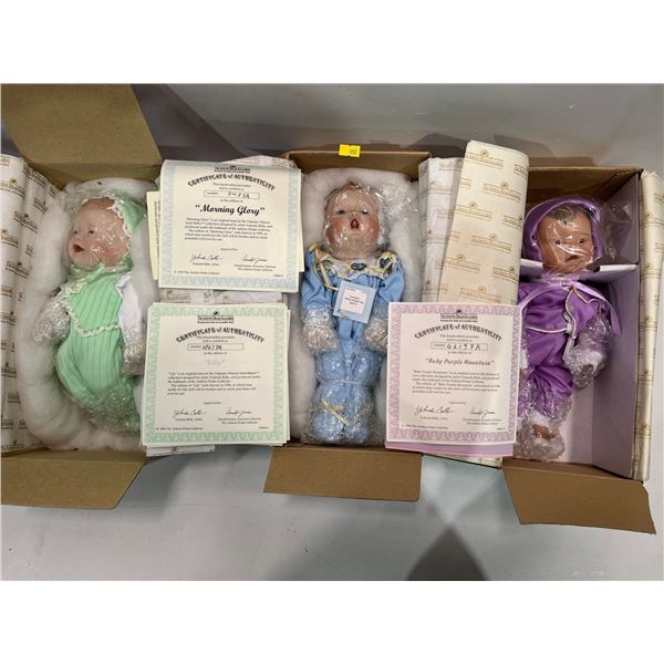 Ashton Drake Galleries Three Handcrafted Porcelain Dolls  NEW in Box
