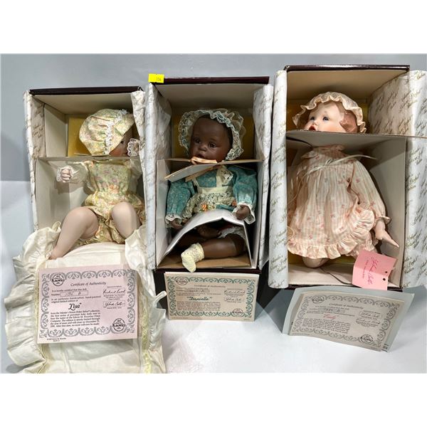 Yolanda's Picture Perfect Babies Porcelain Dolls 14H "Lisa "Danielle" and "Emily" Original boxes