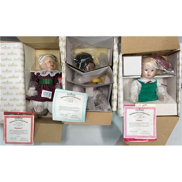 Ashton Drake Galleries Three Handcrafted Porcelain Dolls  NEW in Box
