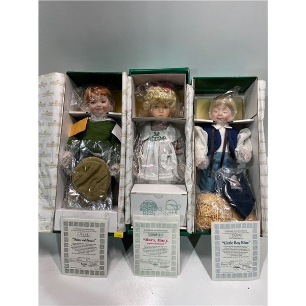Ashton Drake Galleries Three Handcrafted Porcelain Dolls Mother Goose Collection NEW in Box