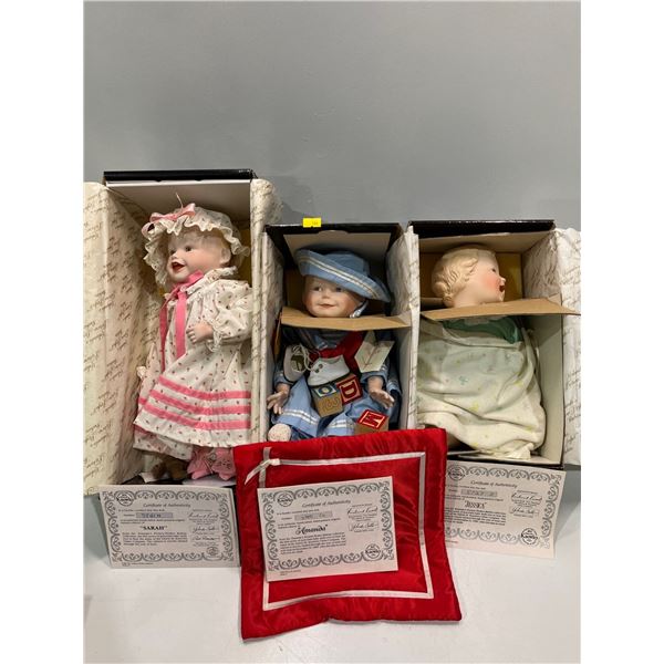 Yolanda's Picture Perfect Babies Porcelain Dolls 14H "Sarah" "Amanda" and "Jessica" New in Box
