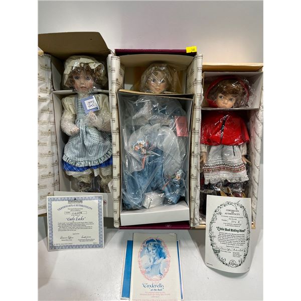 Ashton Drake Galleries Three Handcrafted Porcelain Dolls Storybook Characters NEW in Box