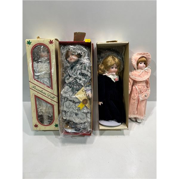 Collection of Four Porcelain Dolls 14-16H in box
