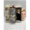 Image 1 : Collection of Four Porcelain Dolls 14-16H in box