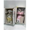 Image 1 : Two 15H Porcelain Dolls by Maud Humphrey Bogart "The Little Captive" and "First Party" New in Box