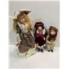 Image 1 : Collection of Three Porcelain Dolls 25H 18H and 14H