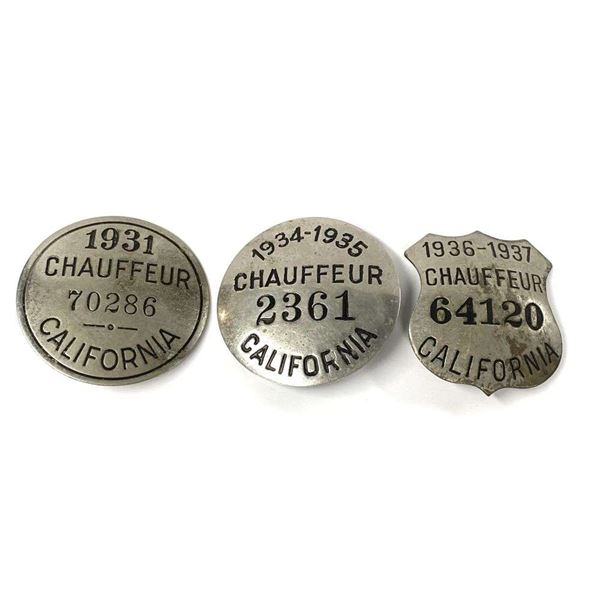 Extremely Rare Antique 1931, 1934, 1936 Chauffer Badge Collection (3-pieces)