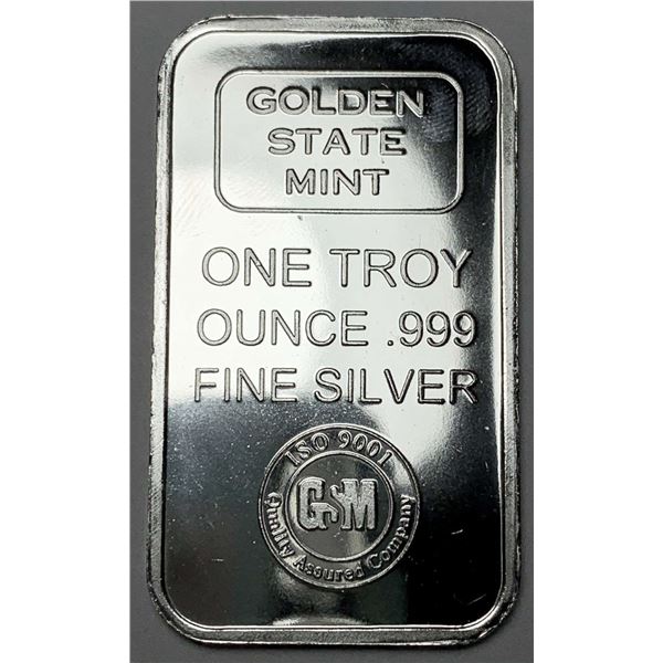 Golden State Mint 1 ozt .999 Silver Bar