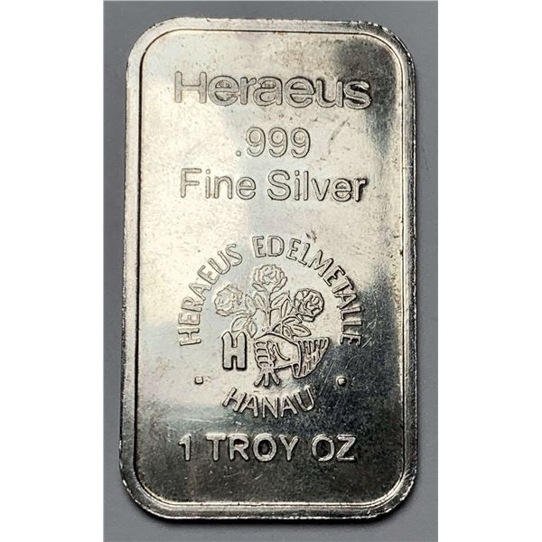 Heraeus 1 ozt .999 Silver Bar