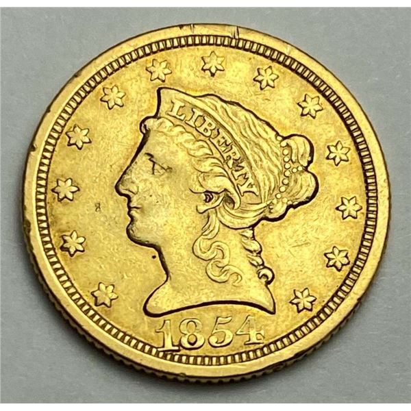 1854 Gold $2.50 Liberty Head AU58