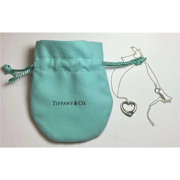 Tiffany & Co. Peretti Open Heart Necklace .925 Sterling Silver