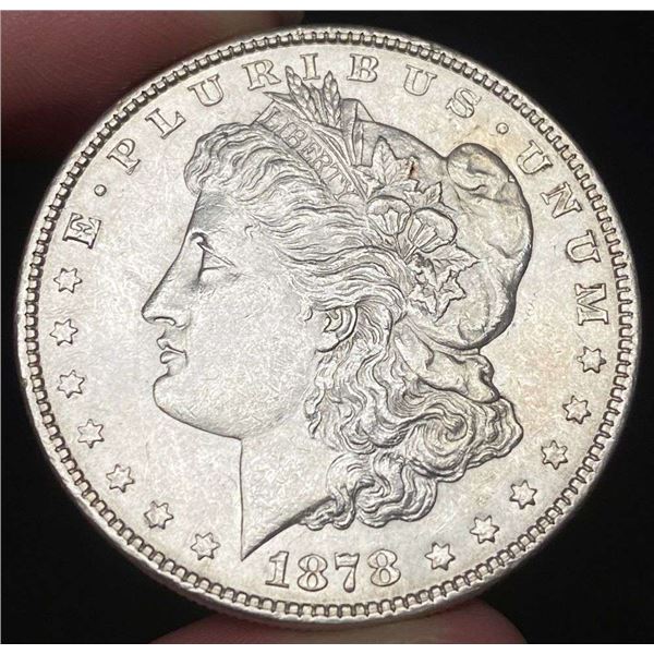 1878 7TF Morgan Silver Dollar AU58 Details