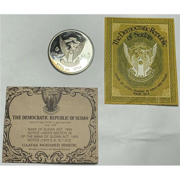 Vintage Rare 1978 Sudan African Summit Khartoum Proof Silver