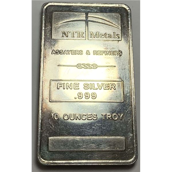 NTR Metals Assayers & Refiners 10 ozt .999 Silver Bar