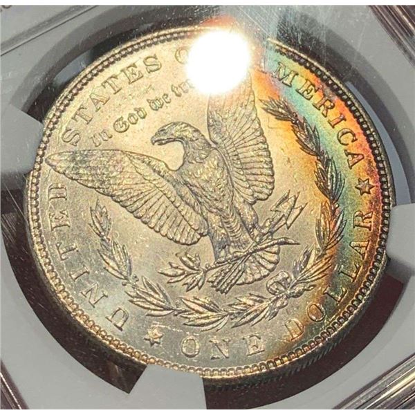 Stunning Color 1896 Morgan Silver Dollar NGC MS63