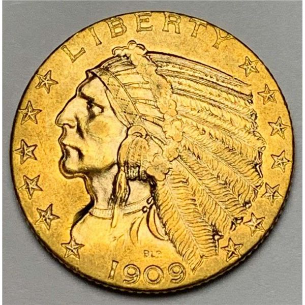 1909-D Gold $5 Indian Head AU58