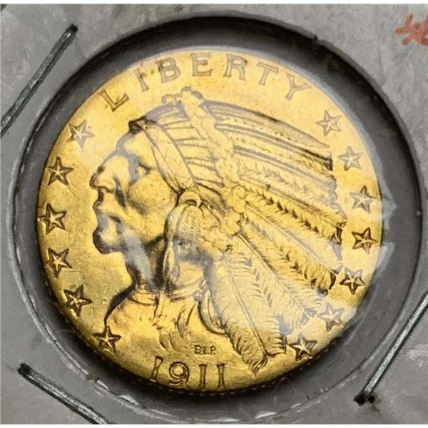 1911 Gold $5 Indian Head AU58