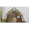 Image 2 : Oval Convex Glass Picture with Fancy Brass Frame 19'' x 15'' 