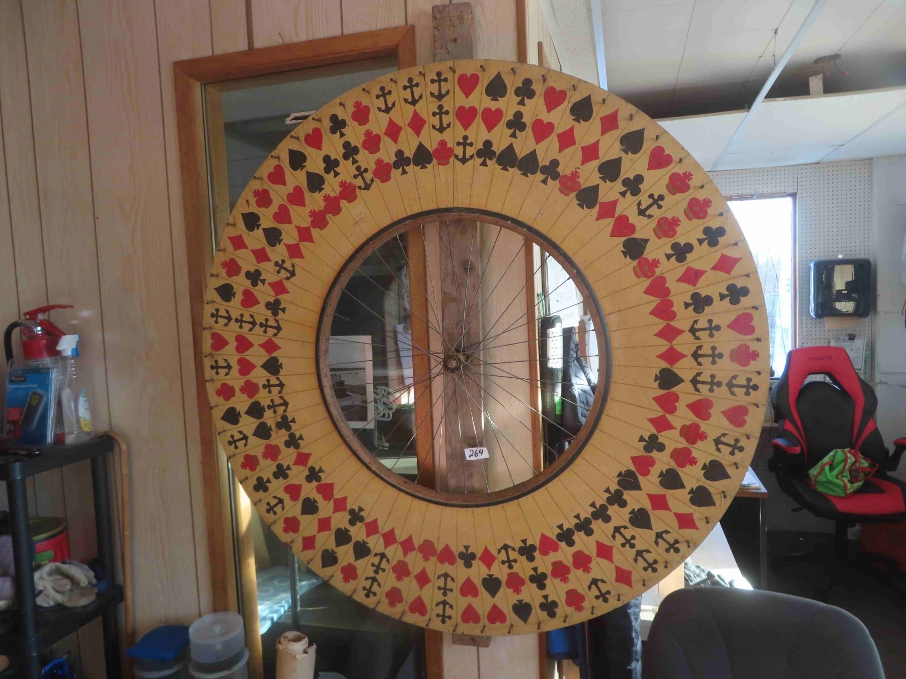 Crown and Anchor Wheel Made From Wood Bicycle Rim 48''