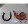 Image 1 : Old Horse Shoe , Leather Flask