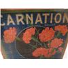 Image 2 : Carnation Fruit Crate Label Wood Sign 11 1/2'' x 11 1/2'' 