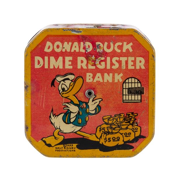 A Donald Duck Dime Register Bank.