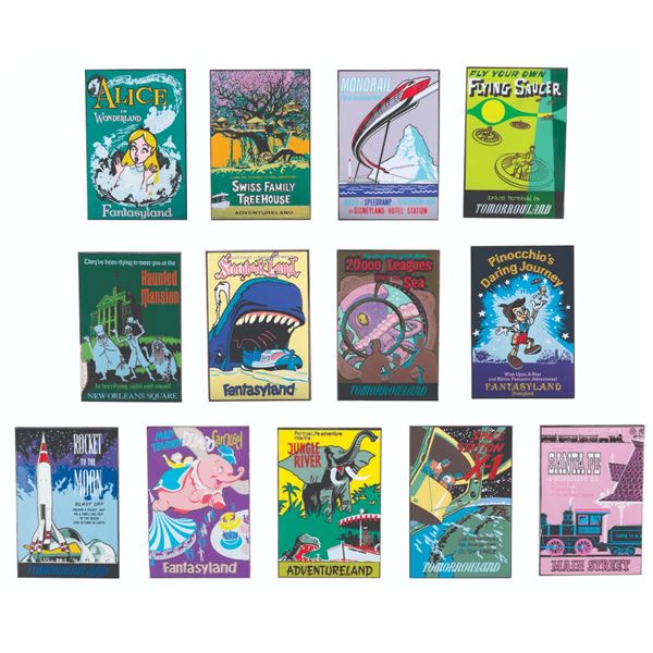 A Large Collection of Disneyland Attraction Poster Pins