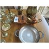 Image 2 : Silverplate Bowl, Copper Pitchers, Brass Candlestands, Lamps, Picture