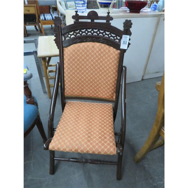 Carved Mission Style Padded Folding Chair