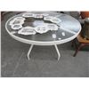 Image 1 : Bone Metal Glasstop Round Patio Dining Table