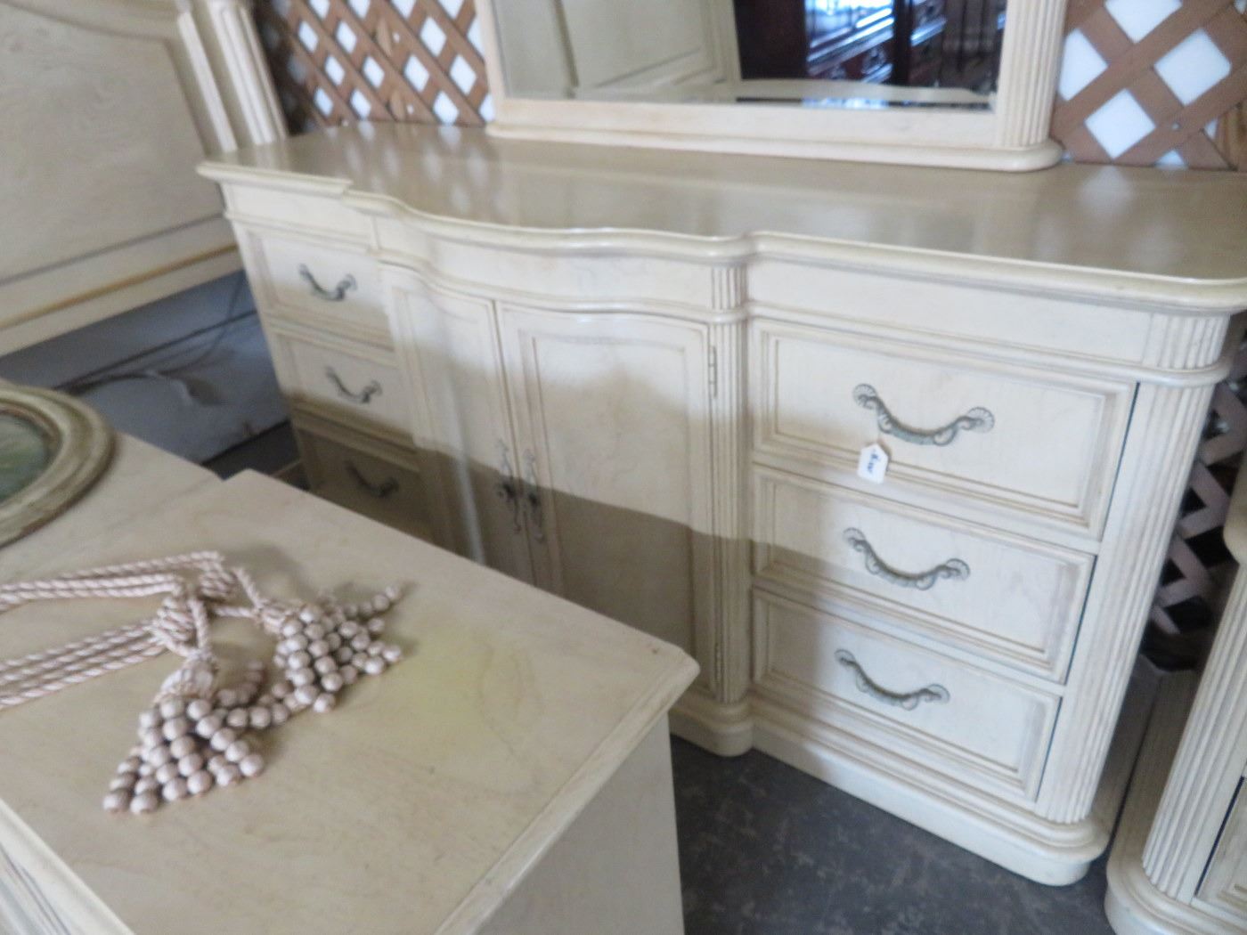 Stanley Beige Burl King Headboard Dresser Mirror Nightstands Wardrobe stanley-beige-burl-king-headboard-dresser-mirror-nightstands-wardrobe