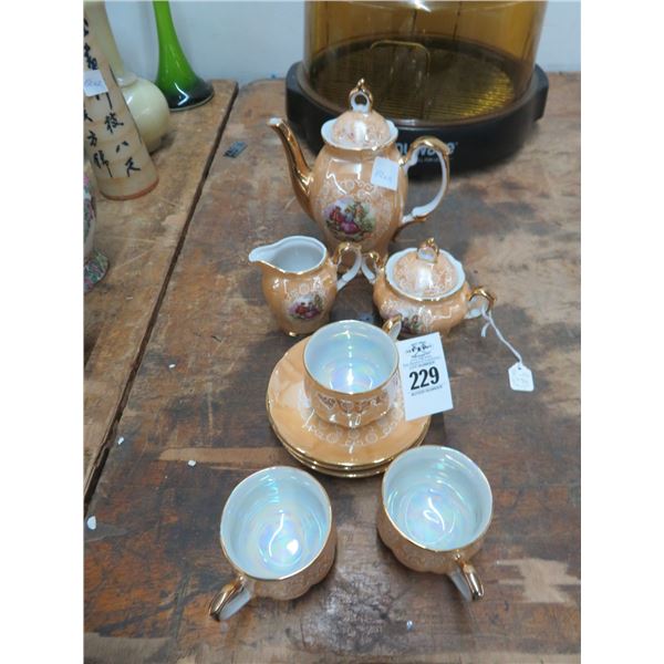 Ornate Gold Trim 9 Pc. Tea Set