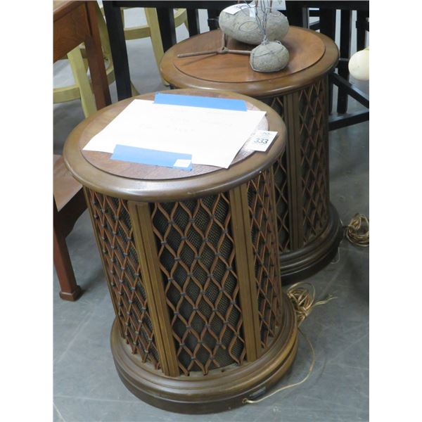 Pioneer Mahogany Round End Table Speaker - Pair