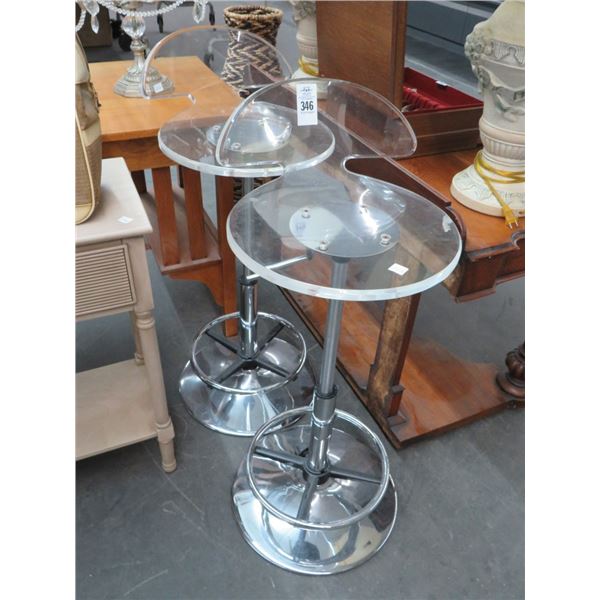 Acrylic Adjustable Height Bar Stools - Pair