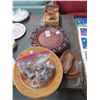 Image 1 : Asst. Wooden Dishes, Bowls, Cheese Cutting Block, Napkin Rings and