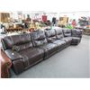 Image 1 : Brown Saddle Leather 5 Section Reclining Sofa