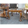 Image 2 : Tiger Oak Ball In Claw Leaded Glass Inset Side Table