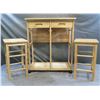 Image 1 : PW Space-Saver Rolling Wooden Cart w/ 2 Nesting Stools & 2 Drawers 28"x14"x33"H