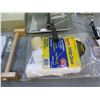 Image 8 : Multiple Waste Baskets, Smoothing Tools, Paintbrushes, Rollers, Pans, Wall Shelf in Box, etc