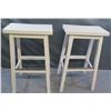 Image 1 : Qty 2 Wooden Stools w/ Footrests 17"x9"x29"H