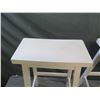 Image 2 : Qty 2 Wooden Stools w/ Footrests 17"x9"x29"H