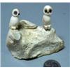Image 1 : Pair of ivory owls, stock #175f mounted on walrus jaw bone with inset baleen eyes (2)