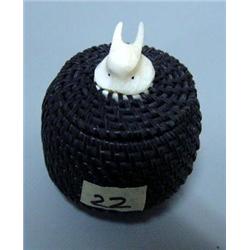 2" baleen basket by Carl Hank, stock #285f, with walrus head on finial (2)