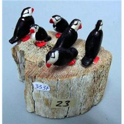 3" puffin rookery by Mark Seaganna with 6 puffins, stock #333f (2)